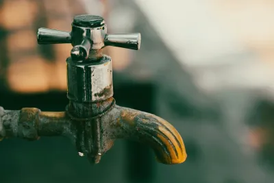 Limescale deposits on a kitchen tap in an Australian home, typical of the hardest water suburbs in Australia