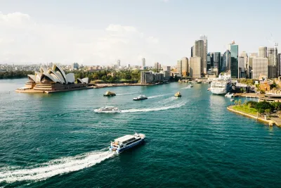 Sydney harbour skyline at dusk, representing the soft tap water supplied to homes across Greater Sydney