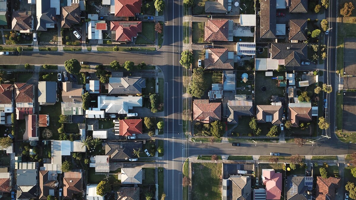 Aerial view of Melbourne residential suburbs in the Greater Western Water service region