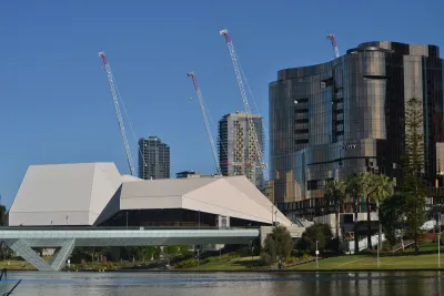Adelaide Festival Centre and River Torrens waterfront, where Adelaide's hard water originates from the Murray River catchment