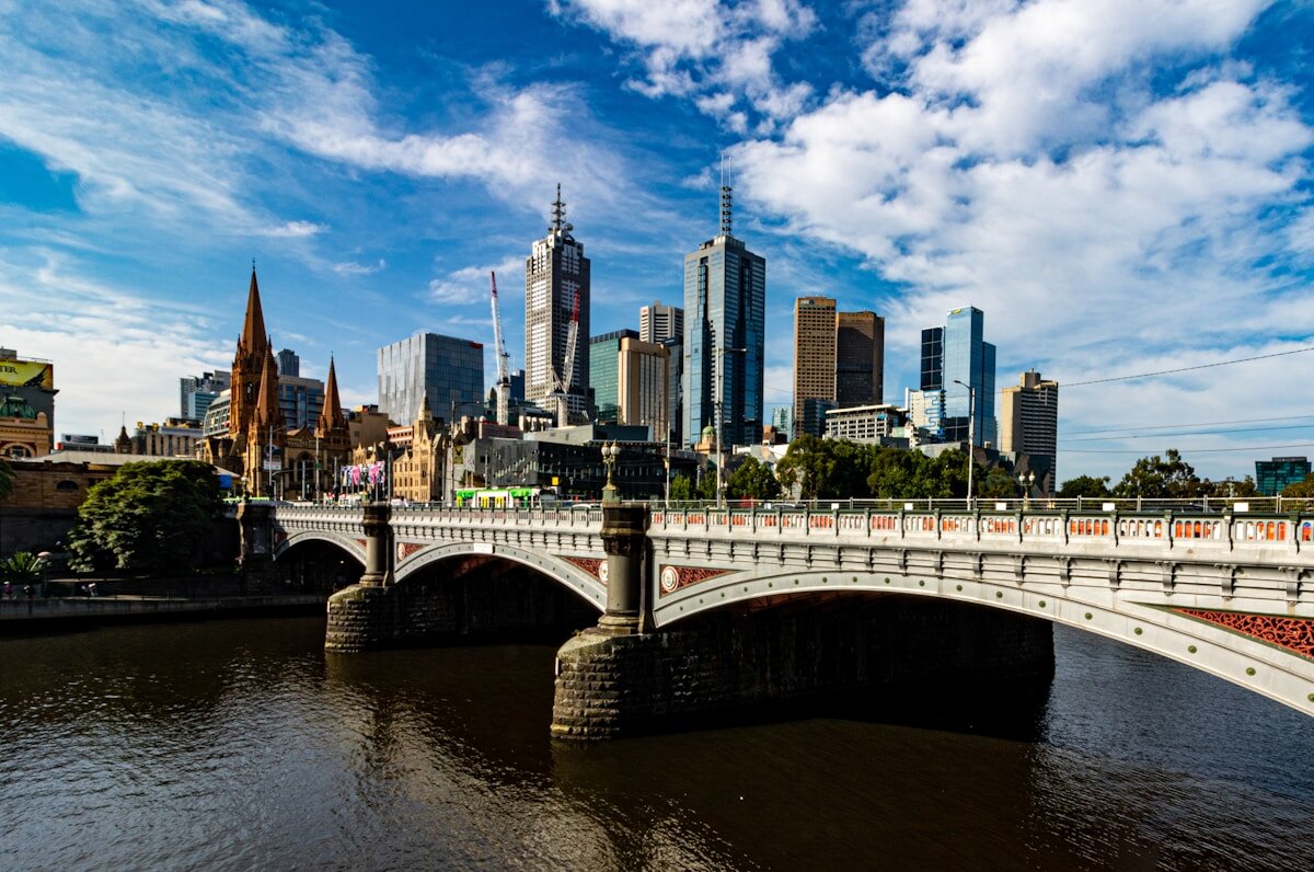 Princes Bridge spanning the Yarra River with Melbourne CBD skyline, the city whose protected catchments produce Australia's softest tap water