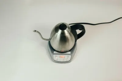 White limescale residue at the bottom of an electric kettle caused by hard water minerals in Australian tap water